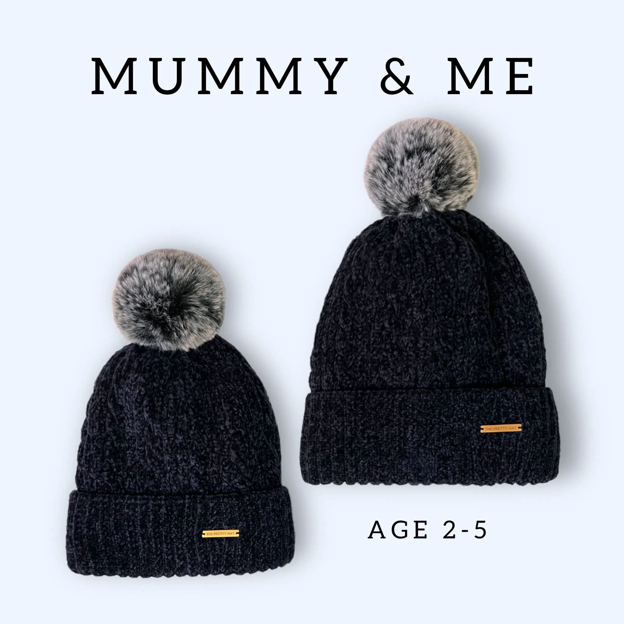 Mummy & Me Fleece Lined Beanie Bundle - Frosty Navy