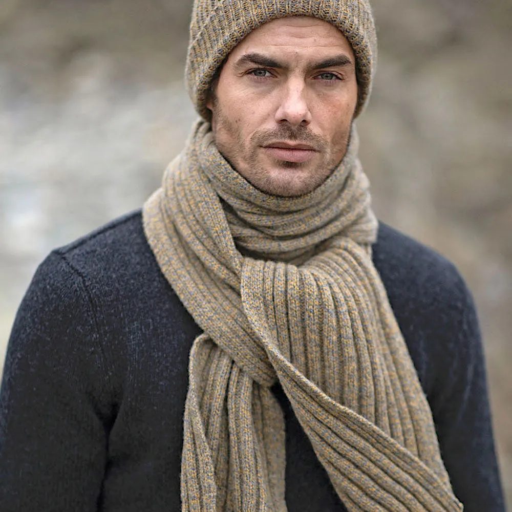 Mustard & Grey Merino & Cashmere Scarf