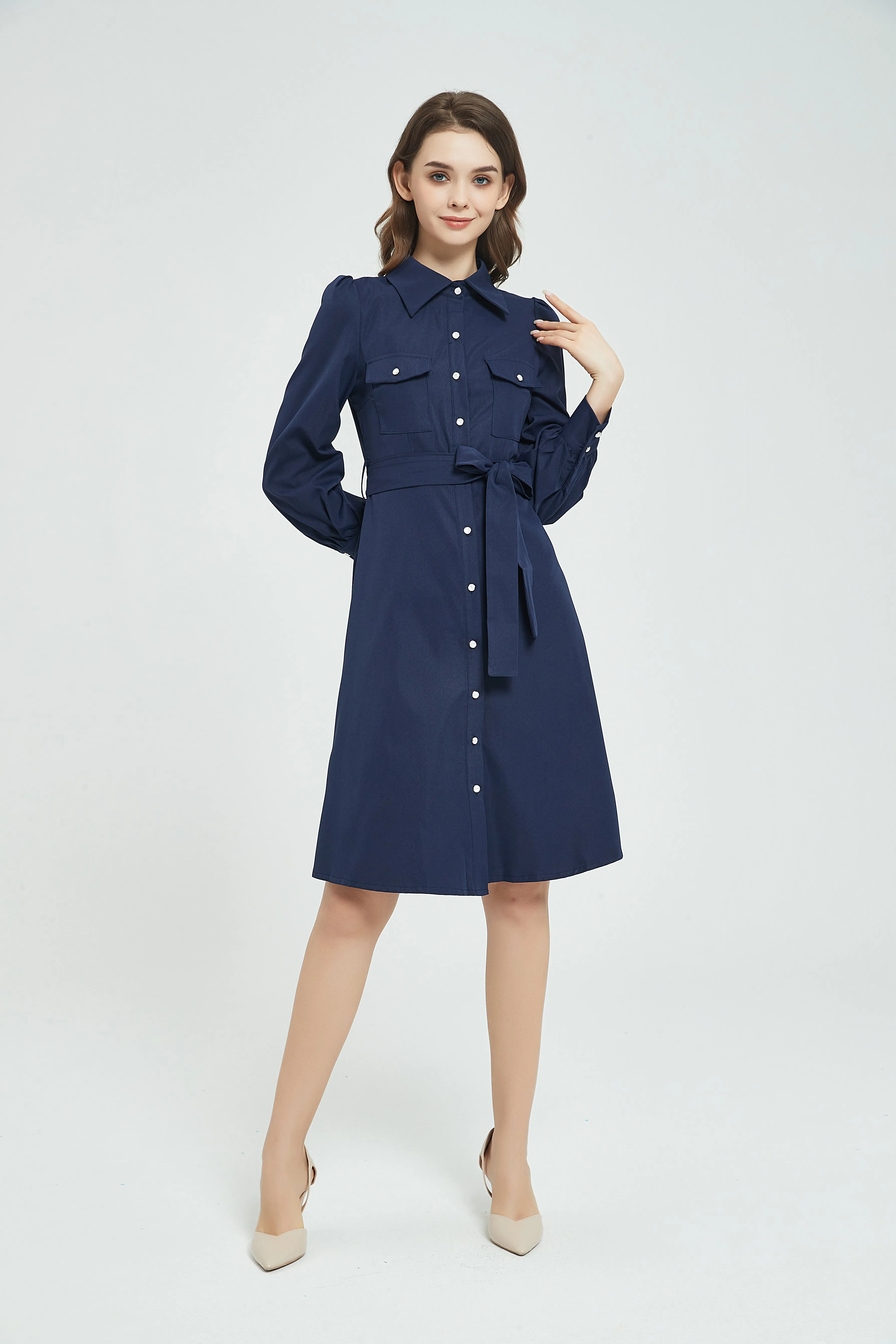 NAVY BUTTON DOWN DRESS