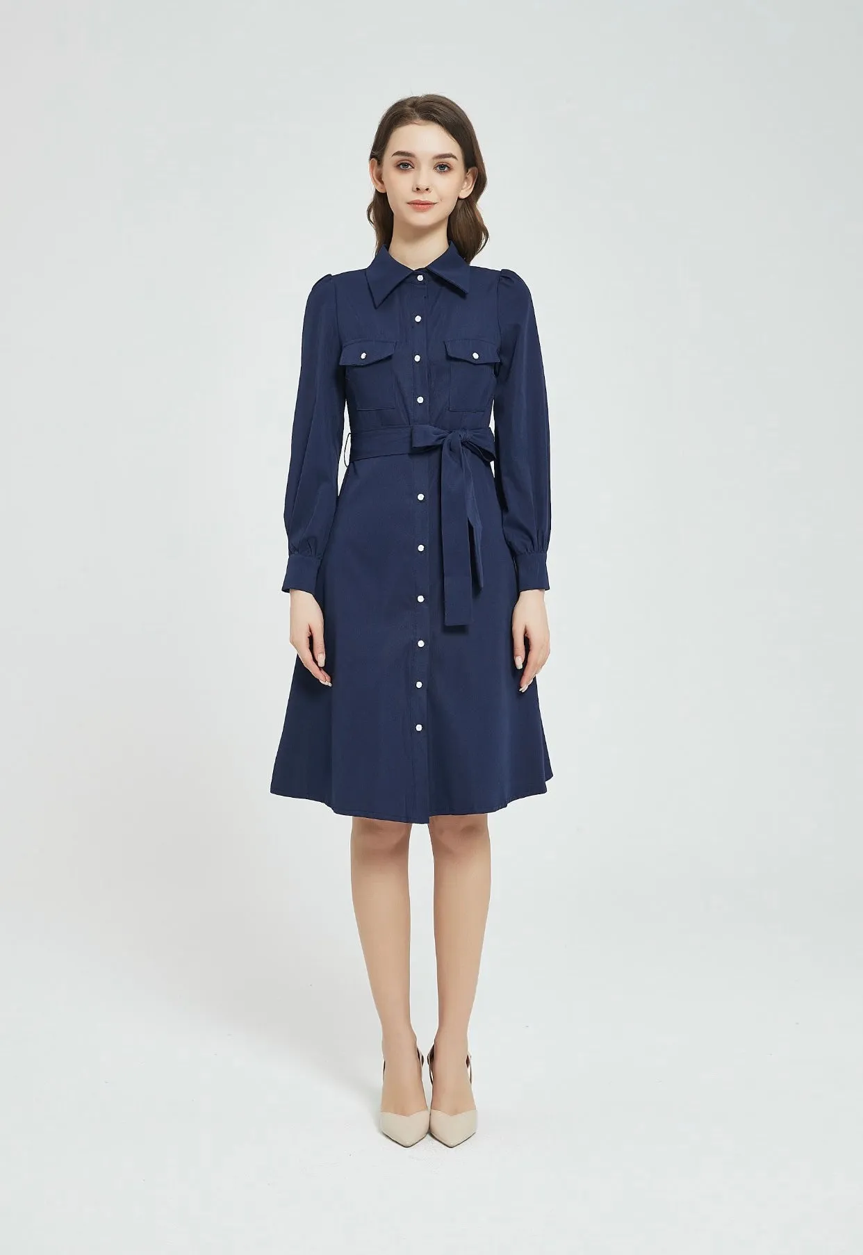 NAVY BUTTON DOWN DRESS