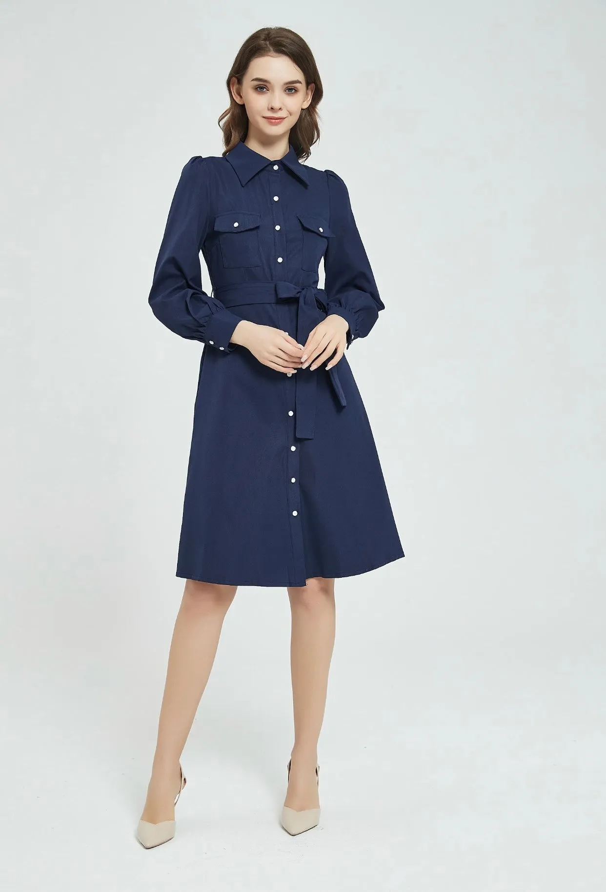 NAVY BUTTON DOWN DRESS