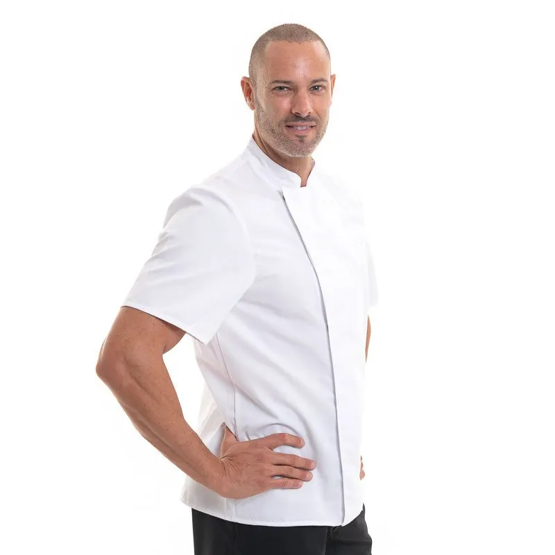 NERO Kitchen Coat Short Sleeves White Beige Facing - ROBUR