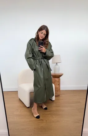 Nila faux trench coat olive