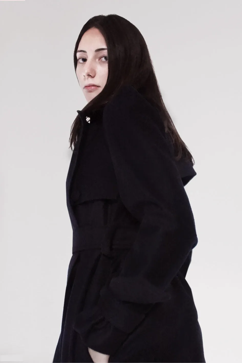 Origami Wool Trench Coat / Navy