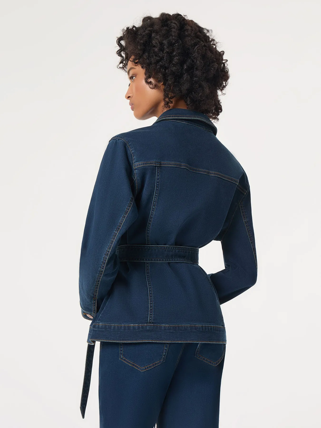 Petite Denim Belted Button-Front Jacket