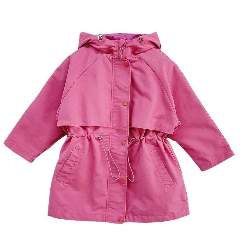 Pink Hooded Trench Coat for Girls