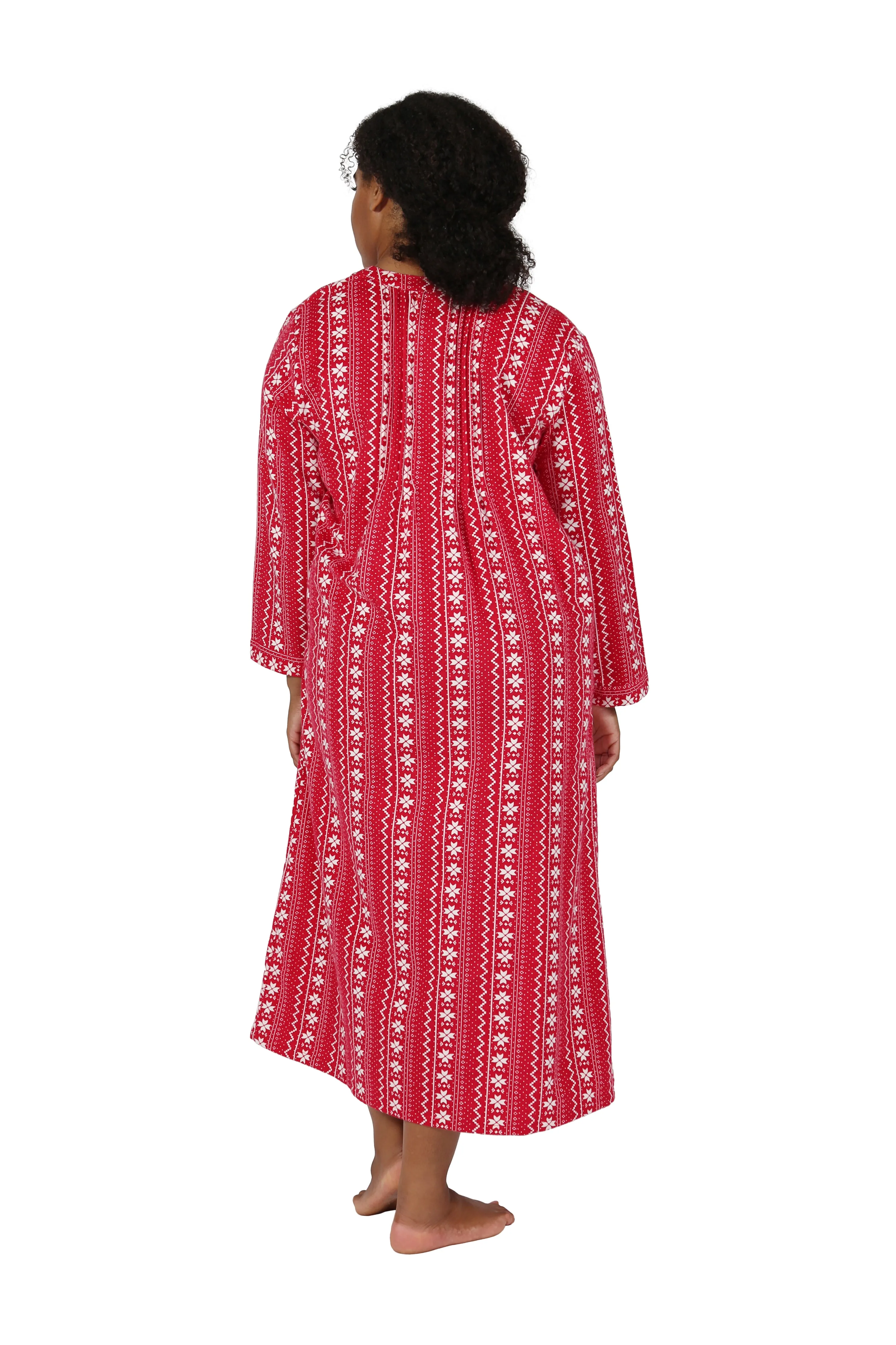 Plus Size Printed Flannel Nightgown With Release Pleats