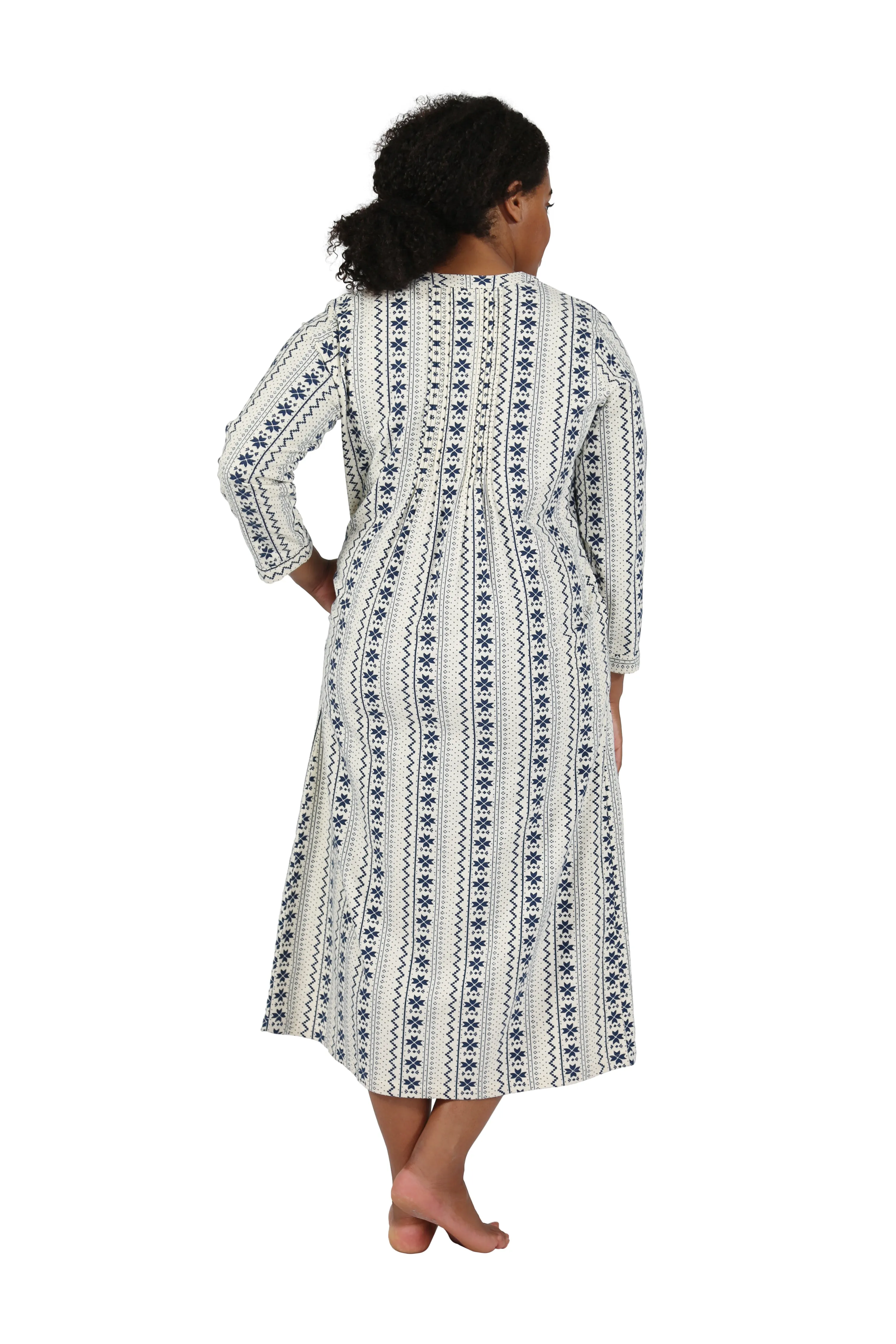 Plus Size Printed Flannel Nightgown With Release Pleats