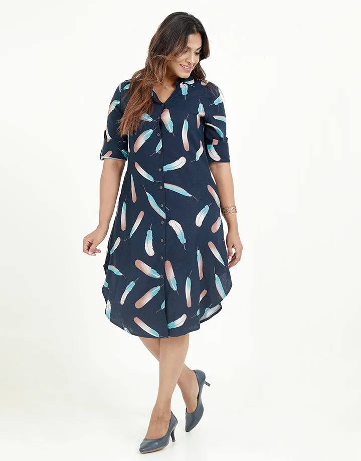 Printed Button Down Shirt Dress