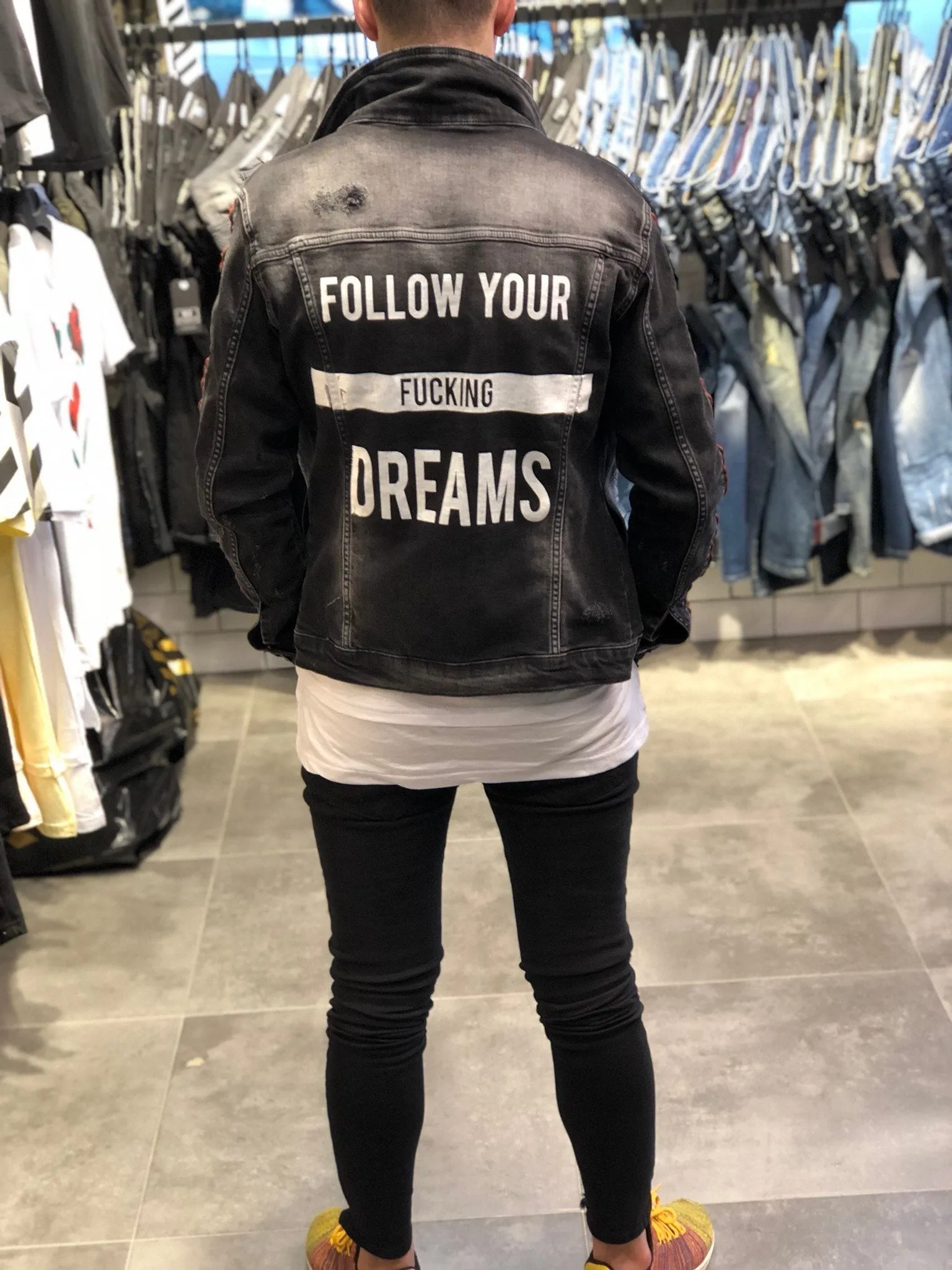 Printed Denim Jacket B80 Streetwear Denim Jacket