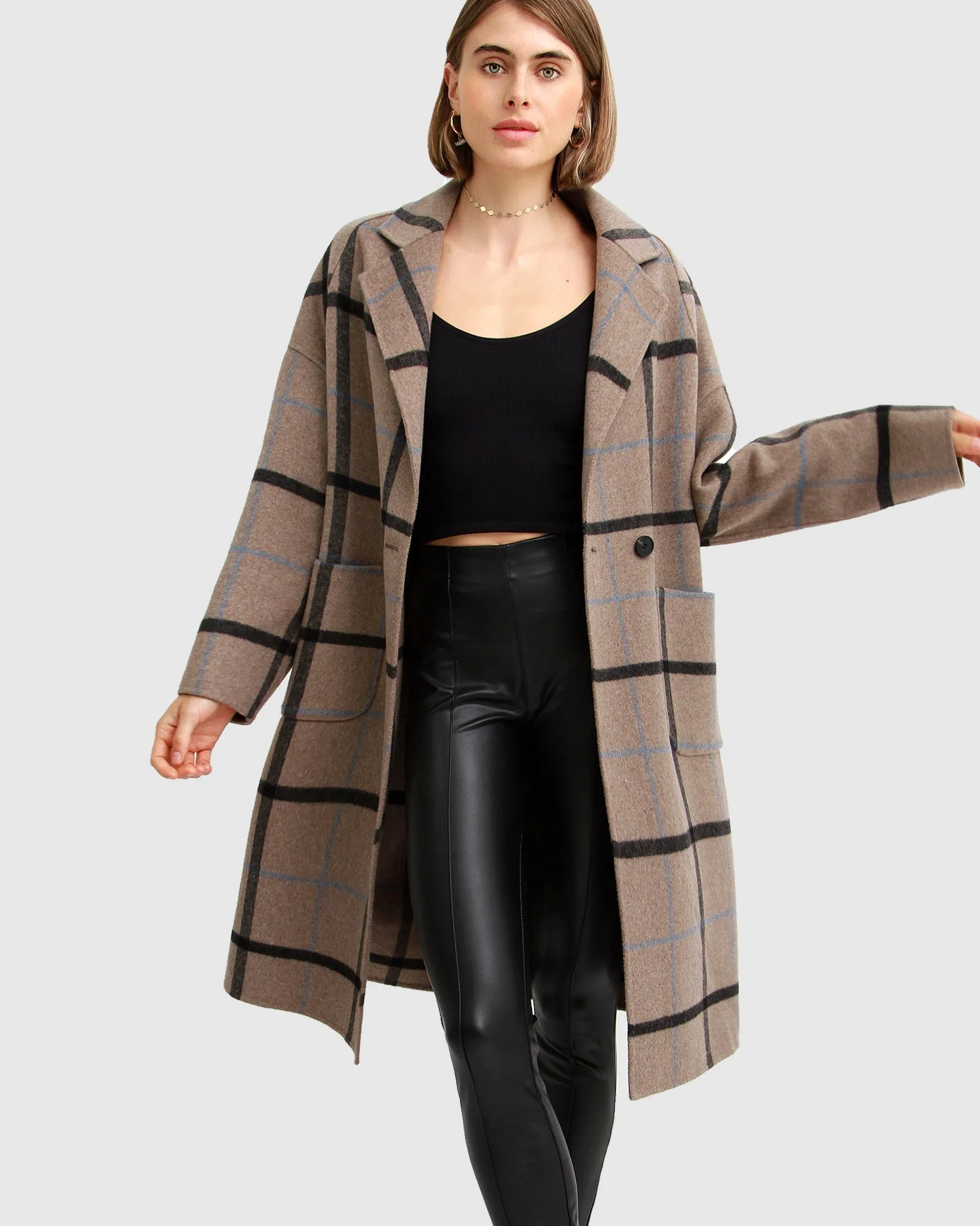 Publisher Double-Breasted Wool Blend Coat - Oat Plaid