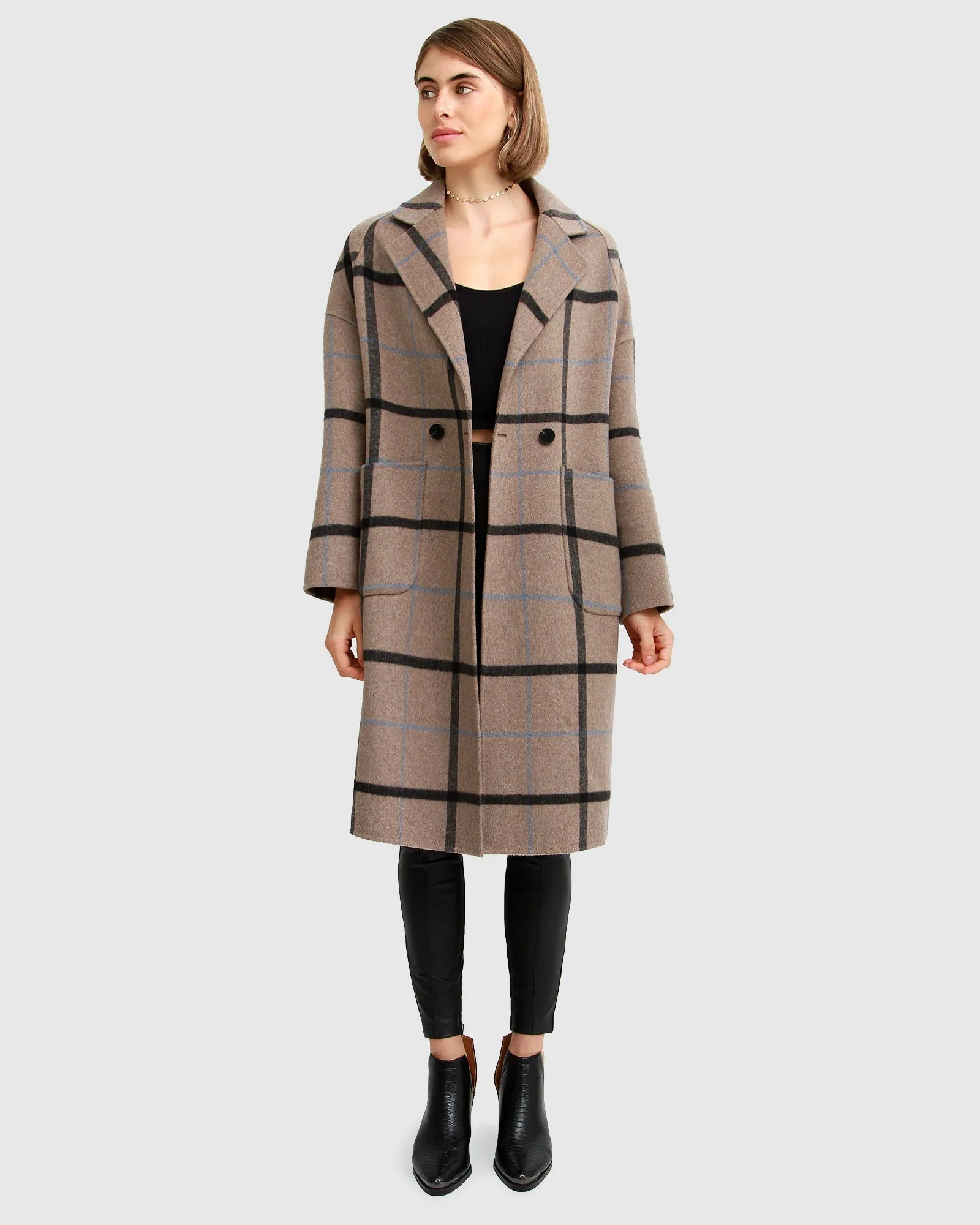 Publisher Double-Breasted Wool Blend Coat - Oat Plaid