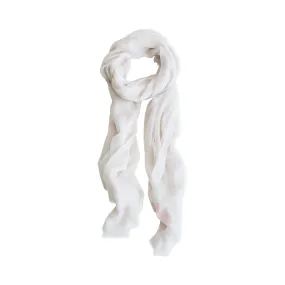 "Featherlight" Oversized Cashmere Scarf - Smokey White