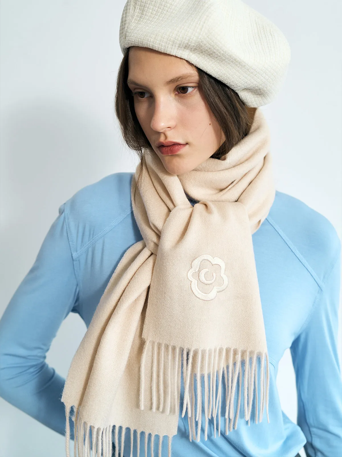 "Lost in Warmth" Classic Cashmere Scarf - Cream