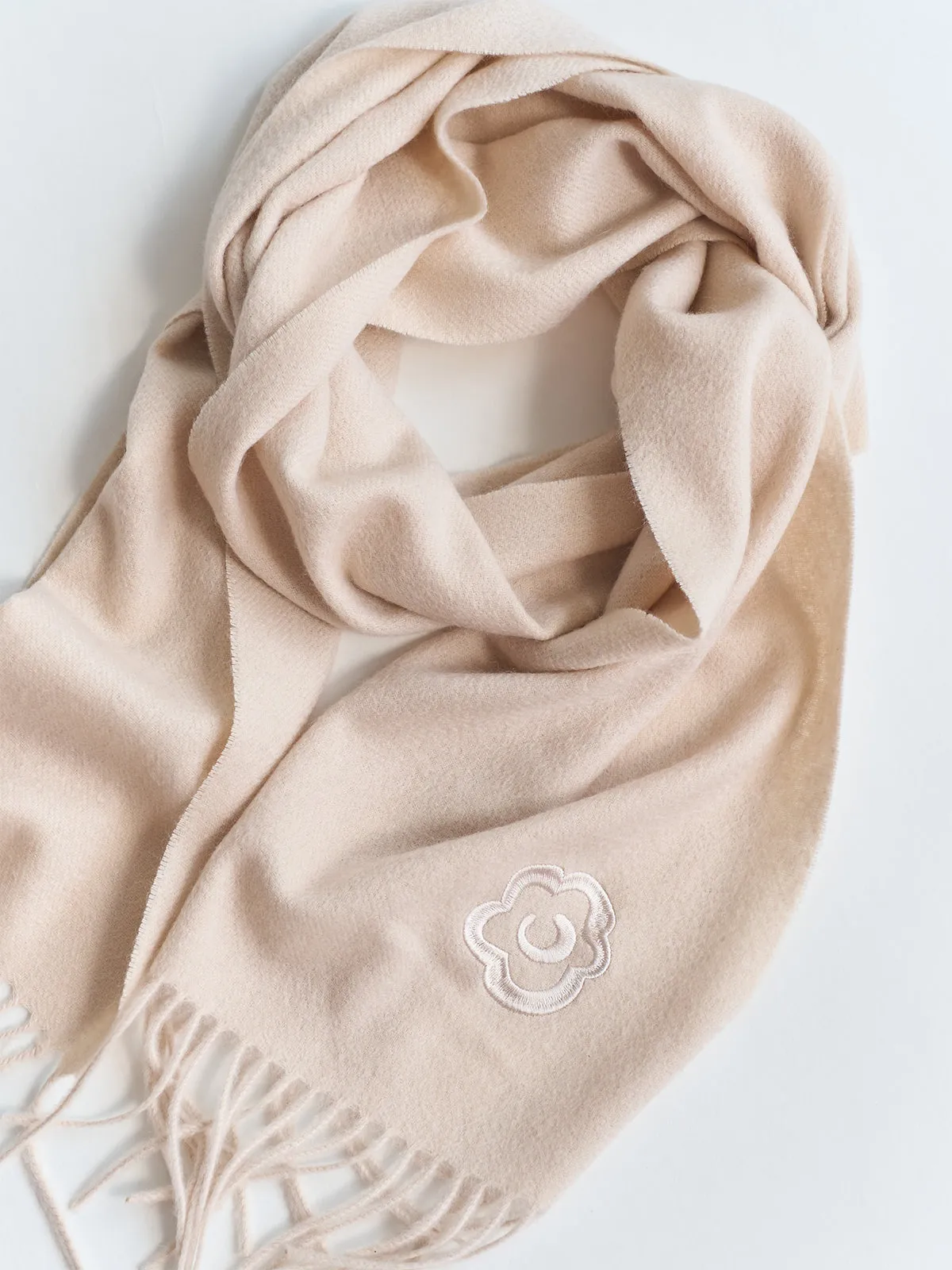 "Lost in Warmth" Classic Cashmere Scarf - Cream