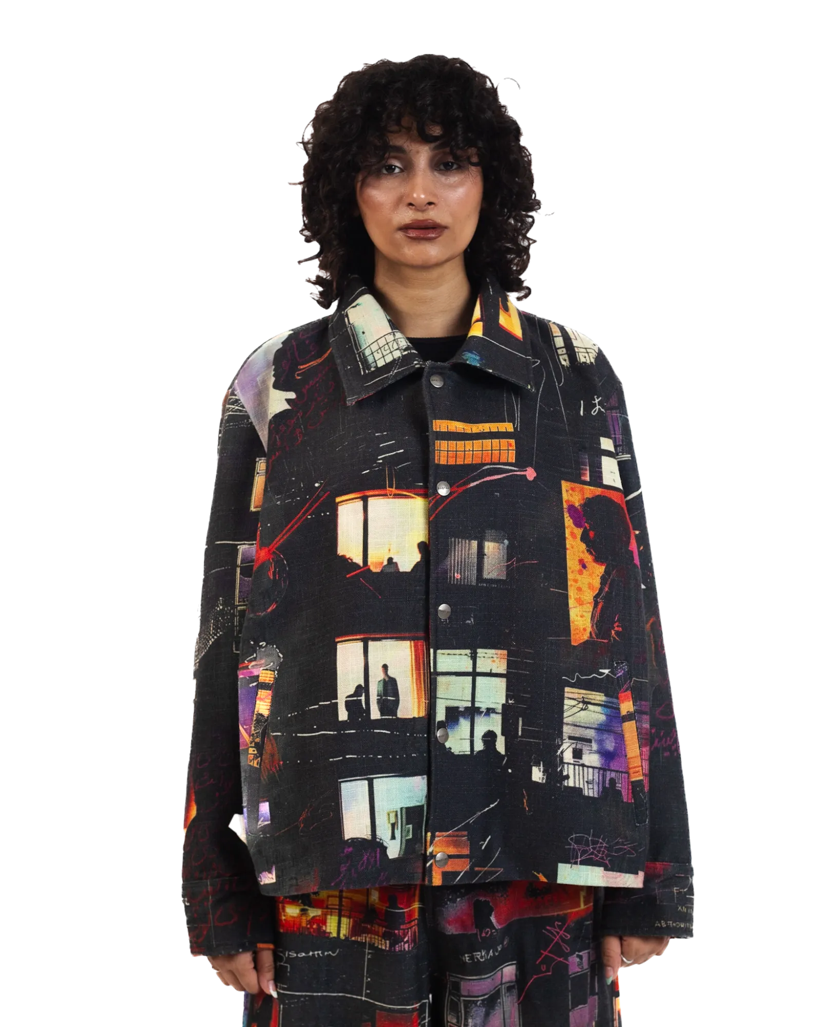 "Nocturnal Reverie" Abstract Printed Coach Jacket