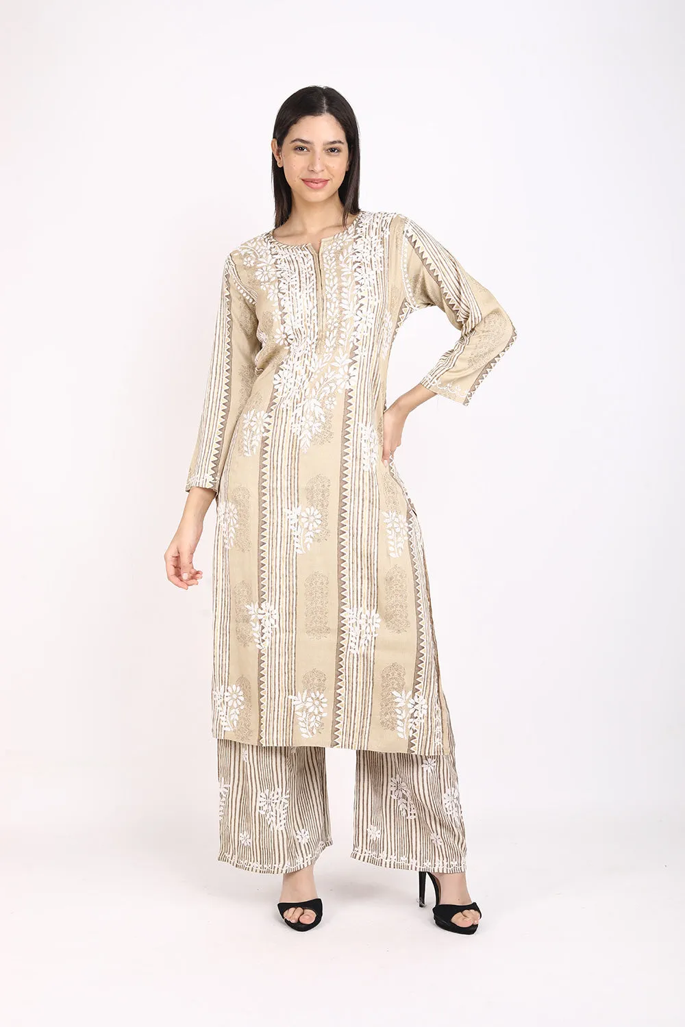 Rahi Slub Cotton Chikankari Co-ord Set