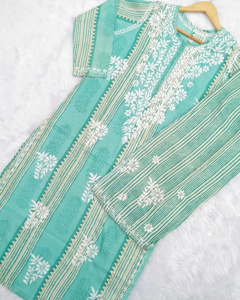 Rahi Slub Cotton Chikankari Co-ord Set