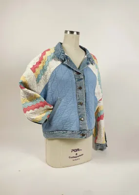 Rainbow Quilted Patchwork Denim Jacket