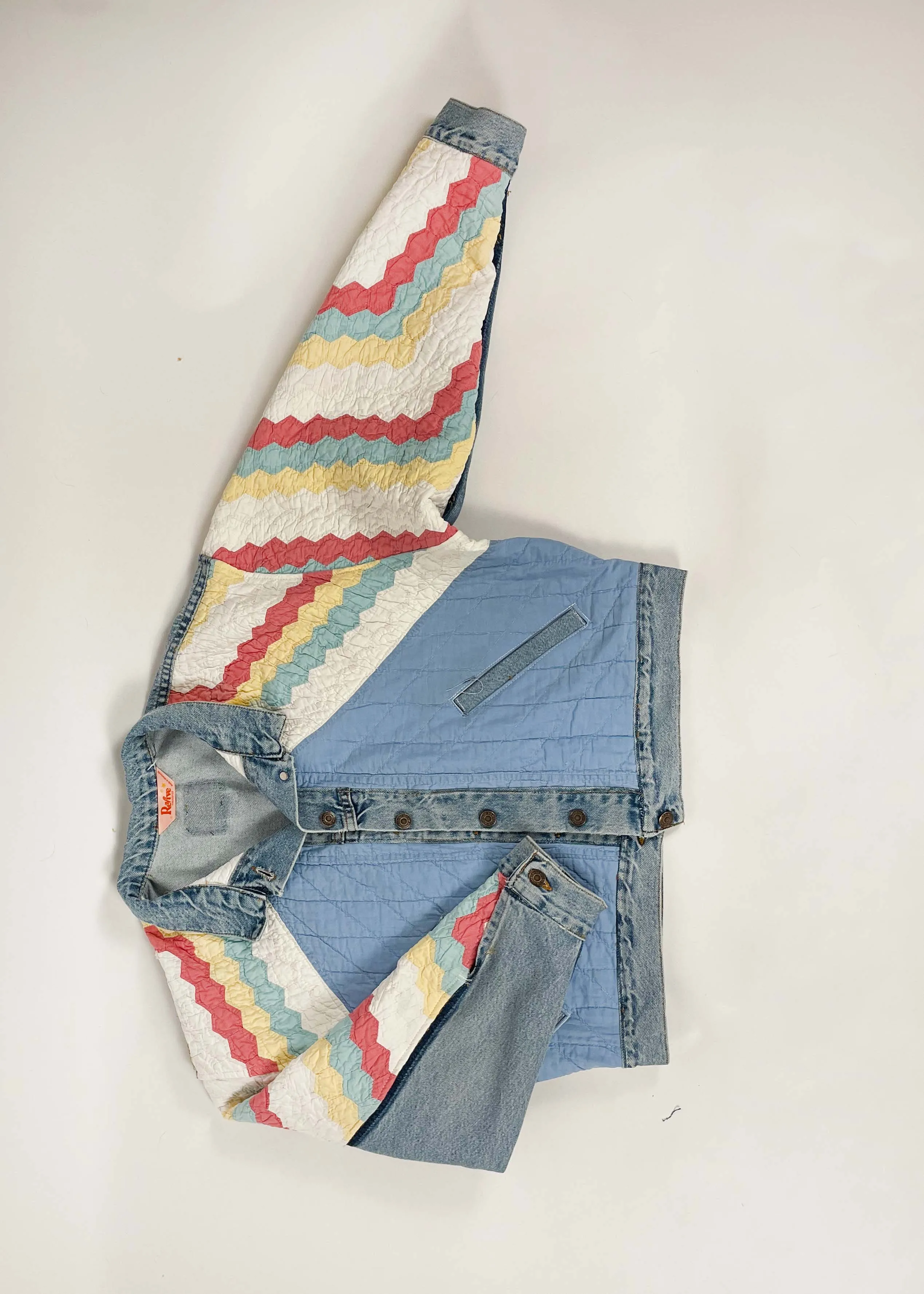 Rainbow Quilted Patchwork Denim Jacket