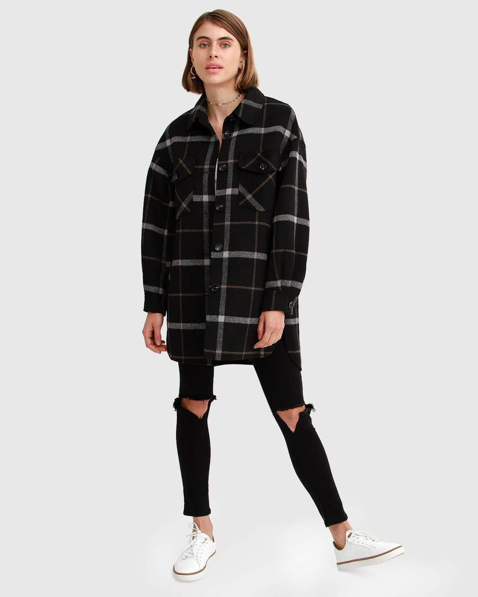 River's Edge Plaid Shacket - Black Plaid