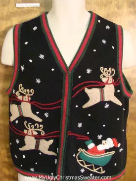 Santa and Reindeer Novelty Funny Christmas Sweater Vest