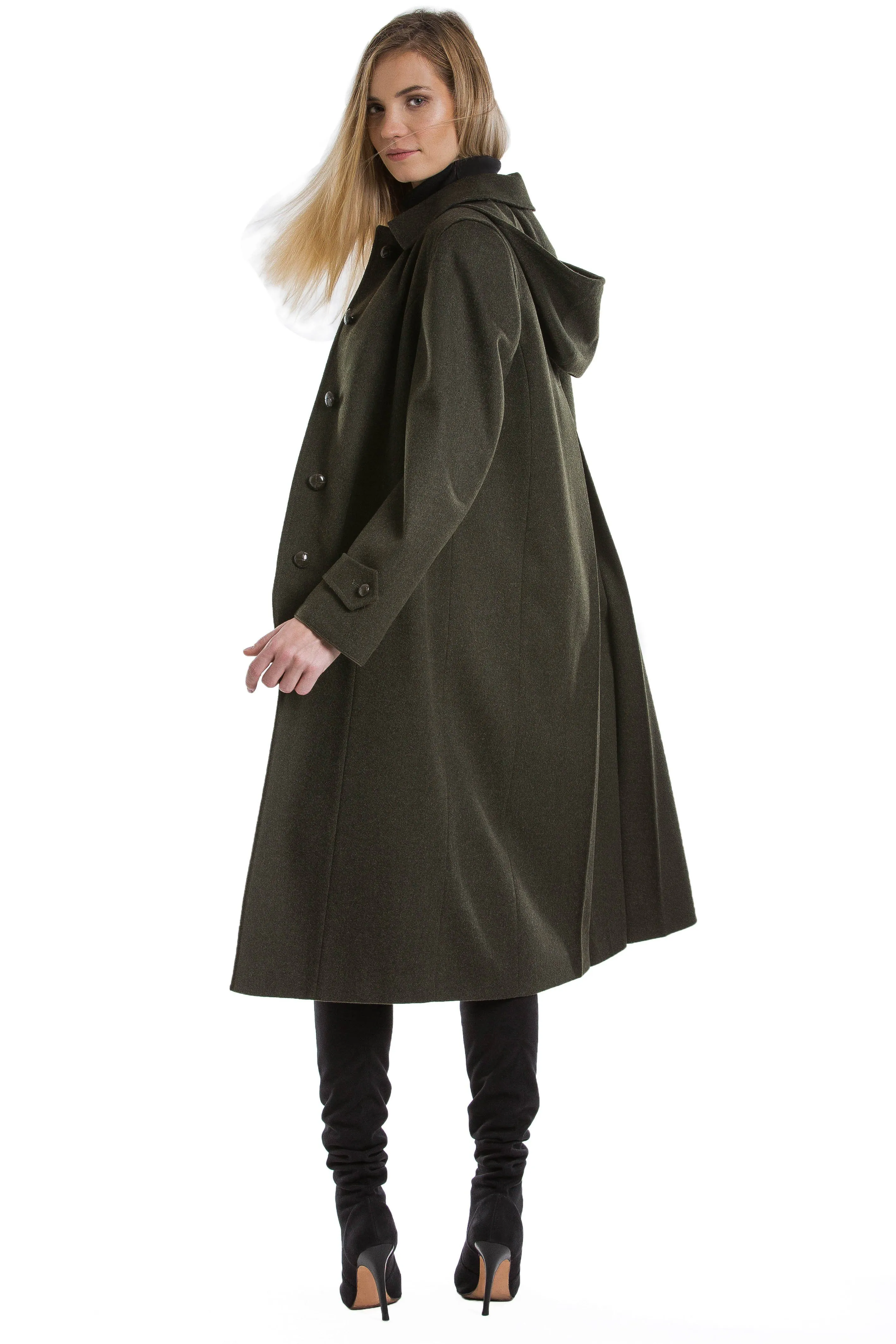 Silvia - Women's Traditional Loden Coat in Green with zip out lining