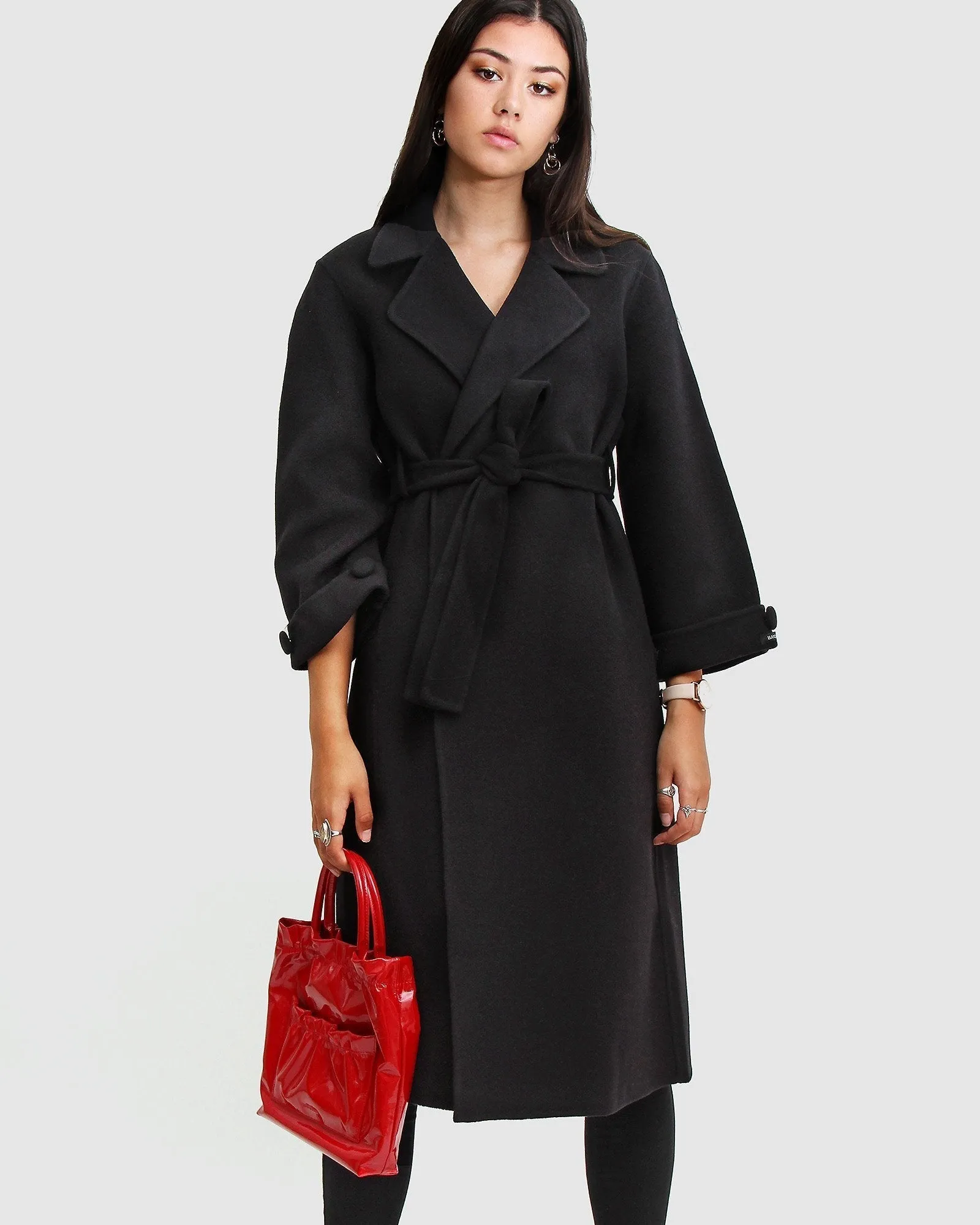 Stay Wild Oversized Wool Coat - Black