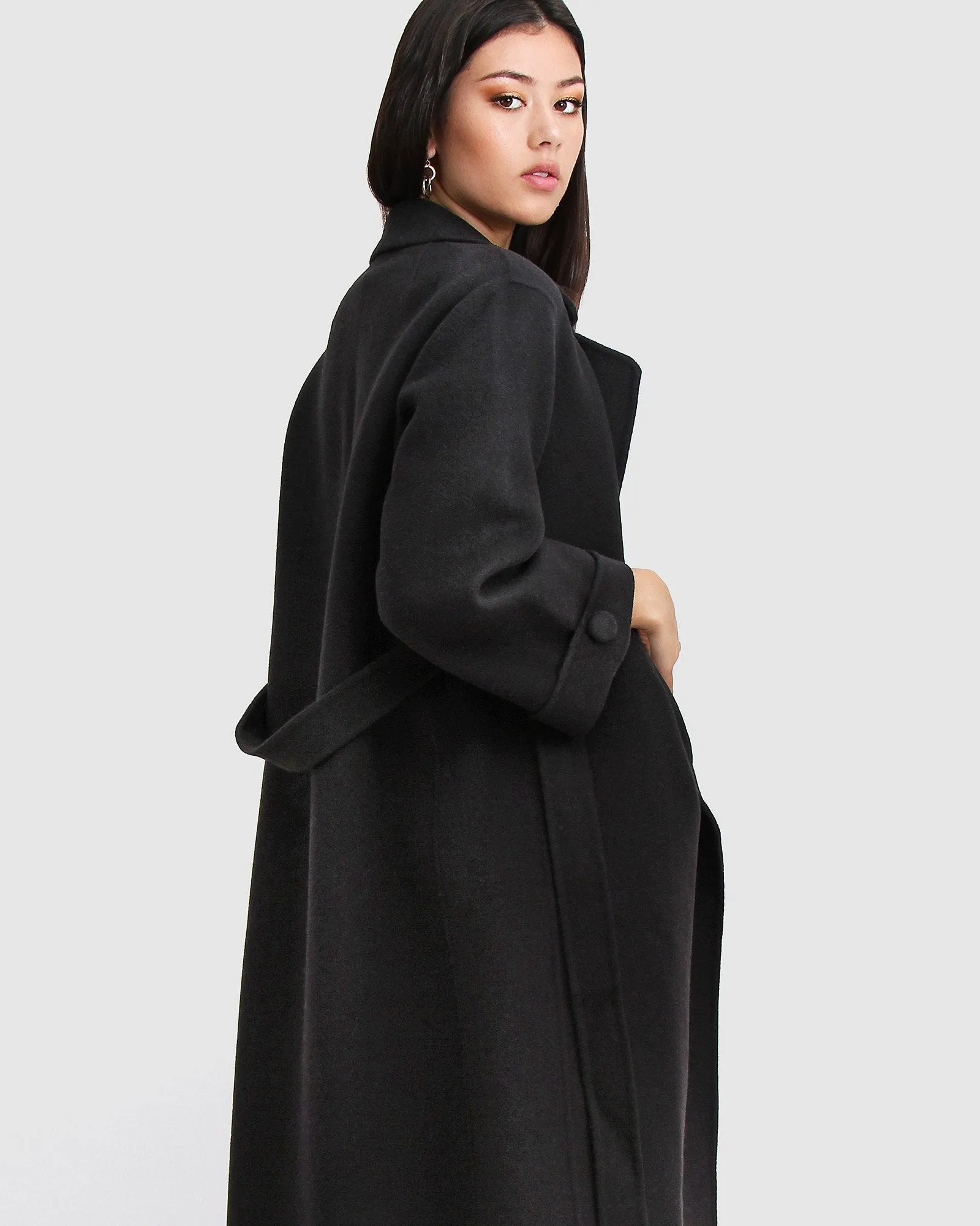 Stay Wild Oversized Wool Coat - Black