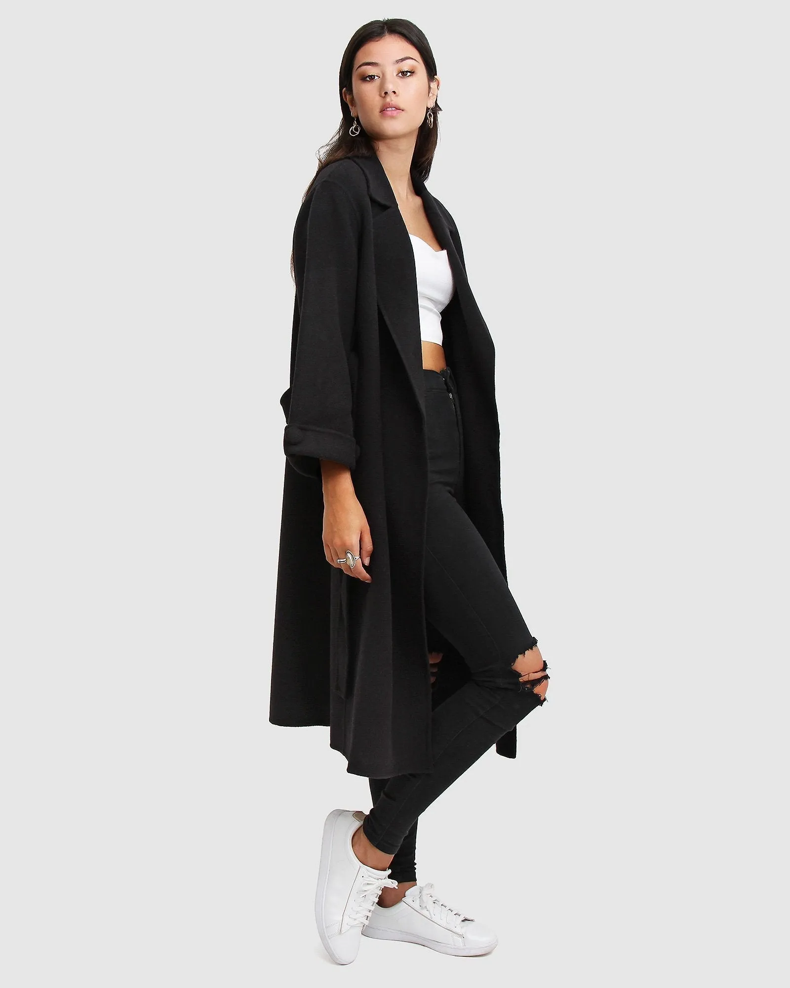 Stay Wild Oversized Wool Coat - Black