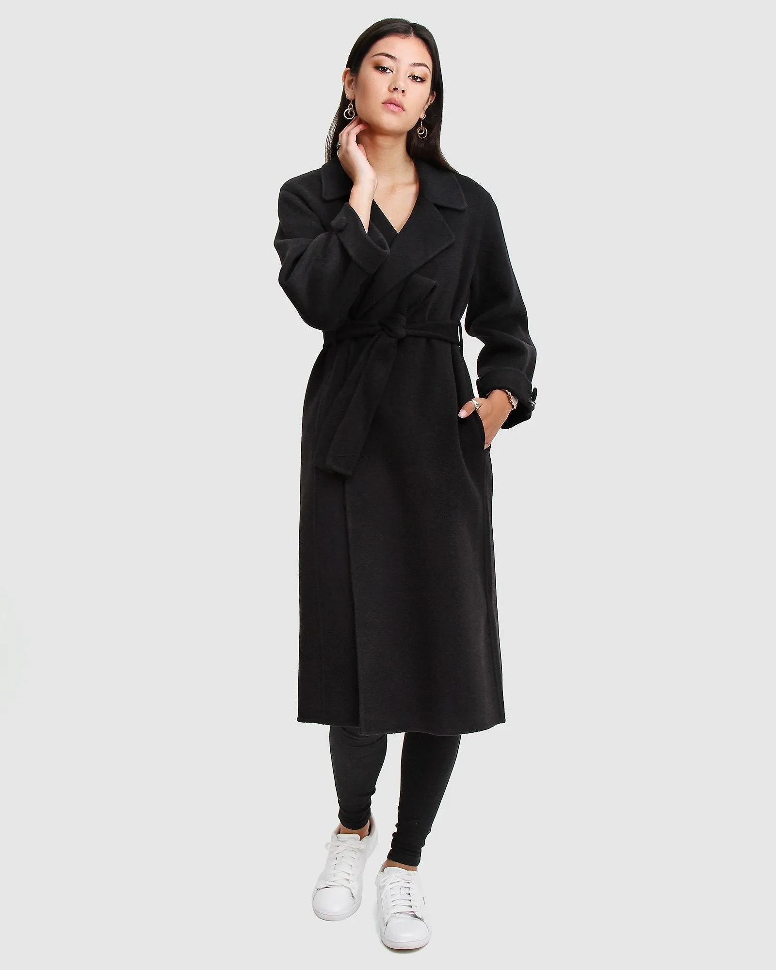 Stay Wild Oversized Wool Coat - Black