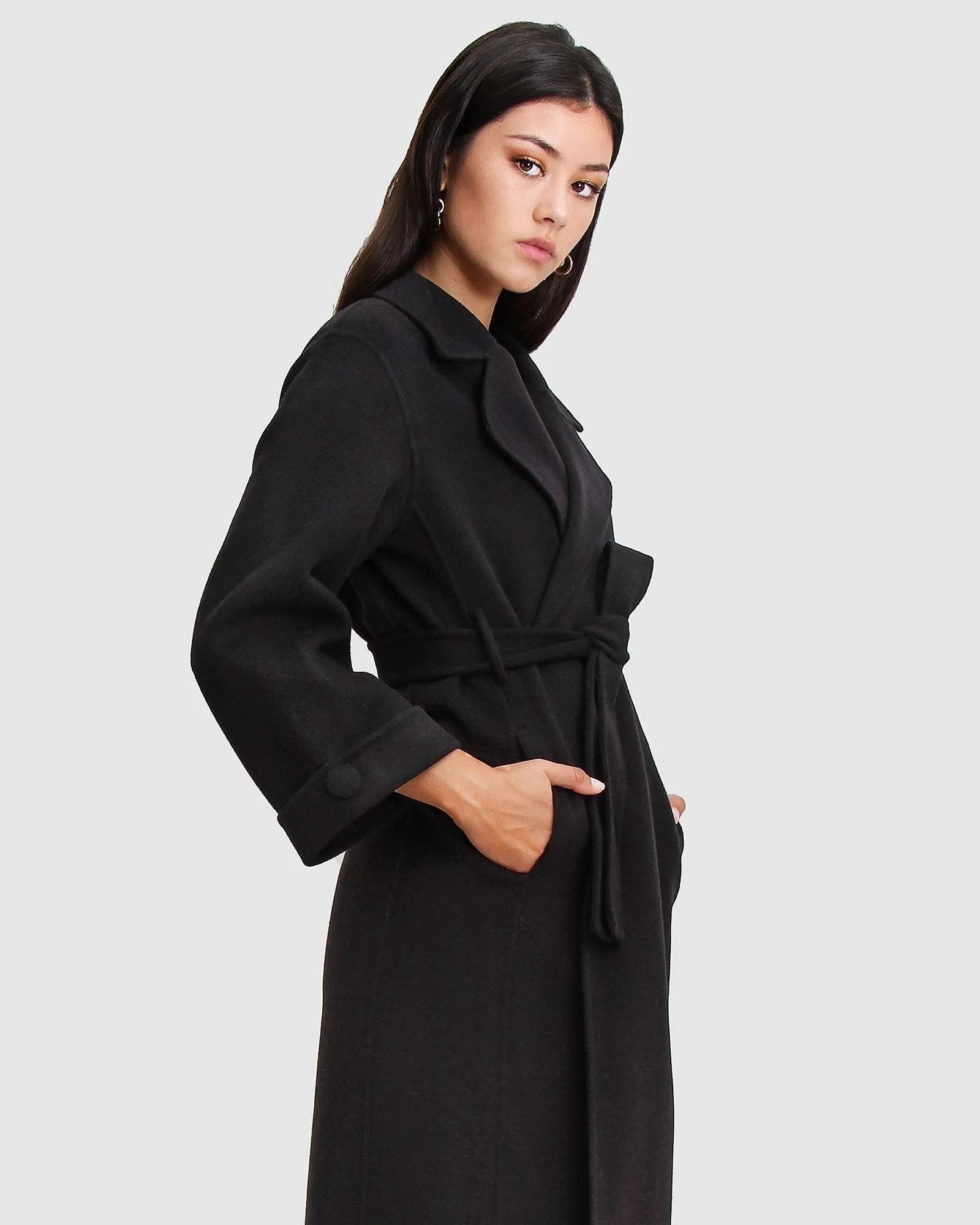 Stay Wild Oversized Wool Coat - Black