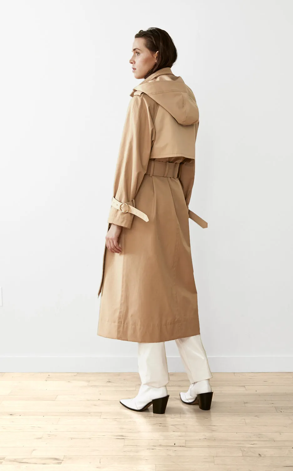 SUSTAINABLE WATER-RESISTANT TRENCH COAT