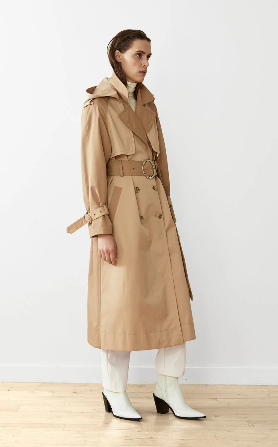 SUSTAINABLE WATER-RESISTANT TRENCH COAT