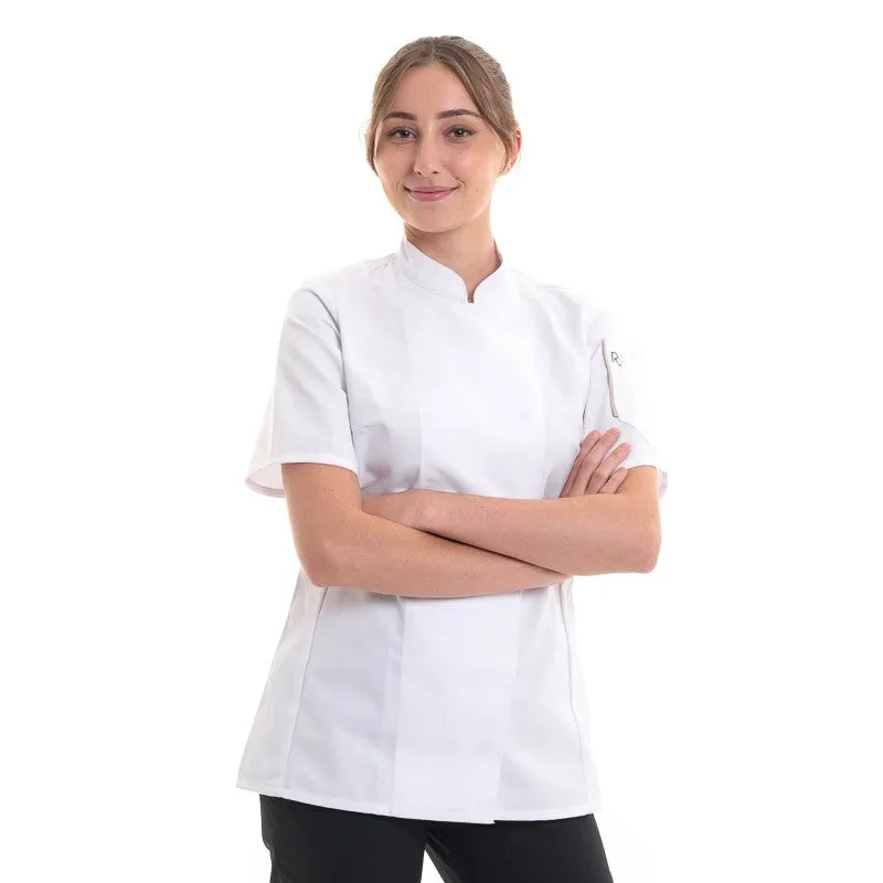 Unera White Chef Coat with Short Sleeve - ROBUR