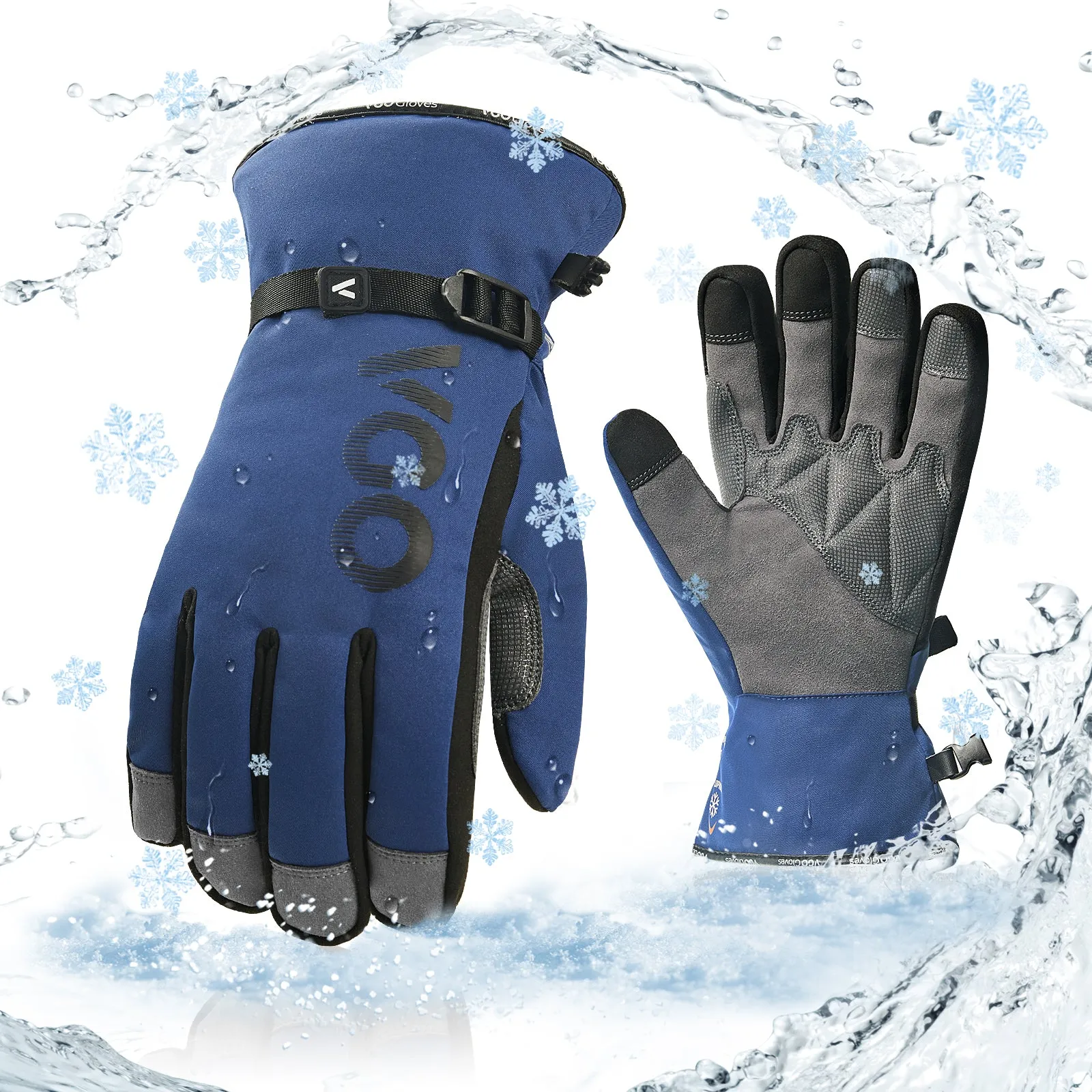 VGO 1Pair -20℃/-4°F Waterproof Winter Work Gloves Cold Weather Waterproof Work Gloves Waterproof Insulated Gloves(SL7761FLWP)