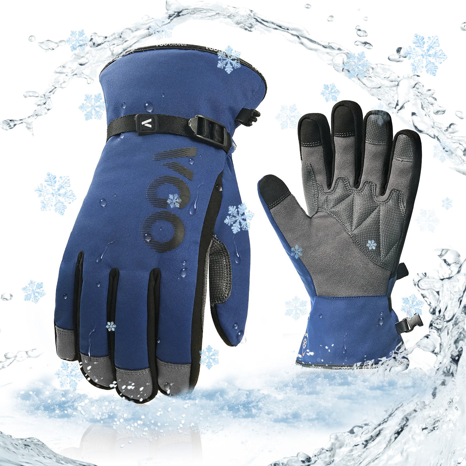 VGO 1Pair -20℃/-4°F Waterproof Winter Work Gloves Cold Weather Waterproof Work Gloves Waterproof Insulated Gloves(SL7761FLWP)