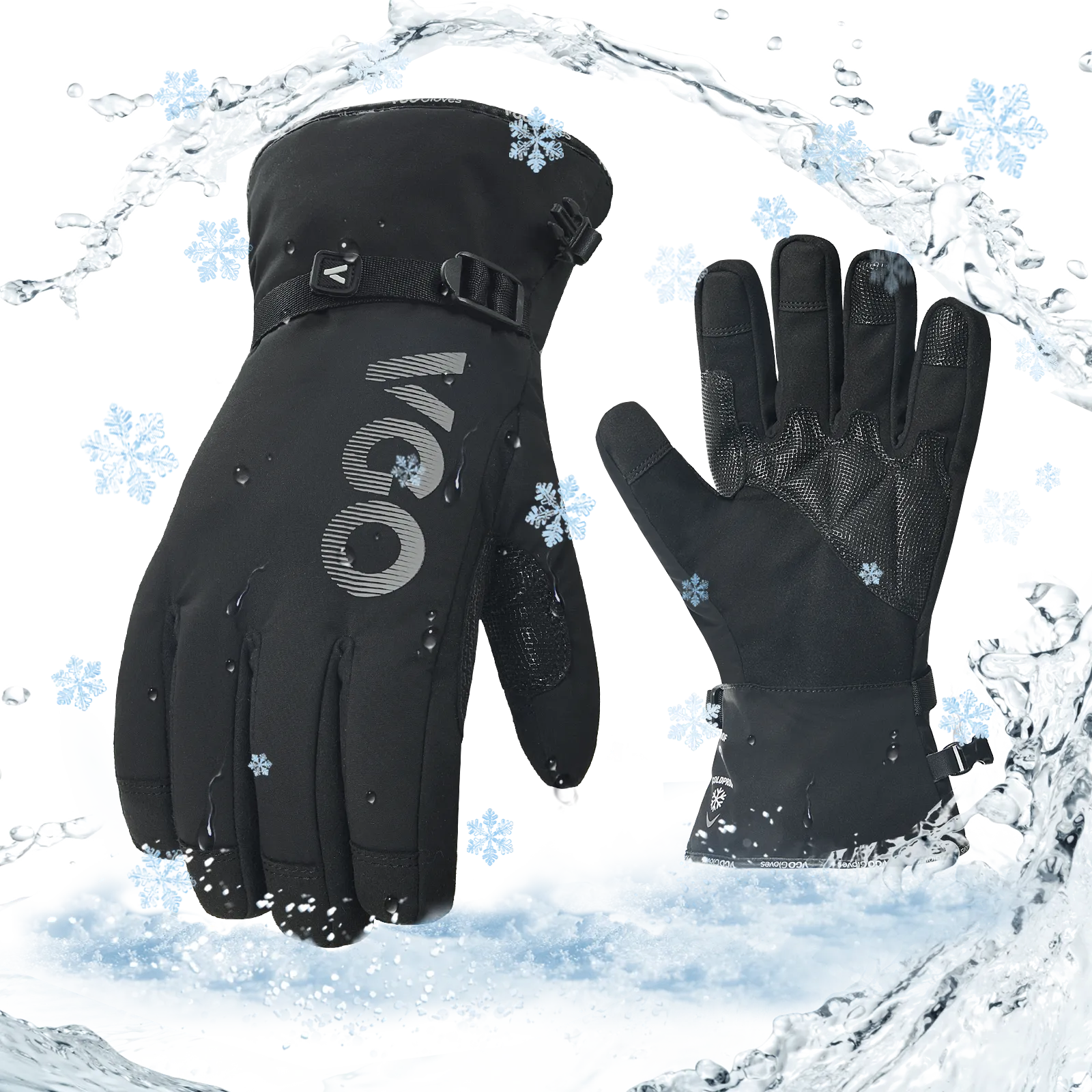 VGO 1Pair -20℃/-4°F Waterproof Winter Work Gloves Cold Weather Waterproof Work Gloves Waterproof Insulated Gloves(SL7761FLWP)