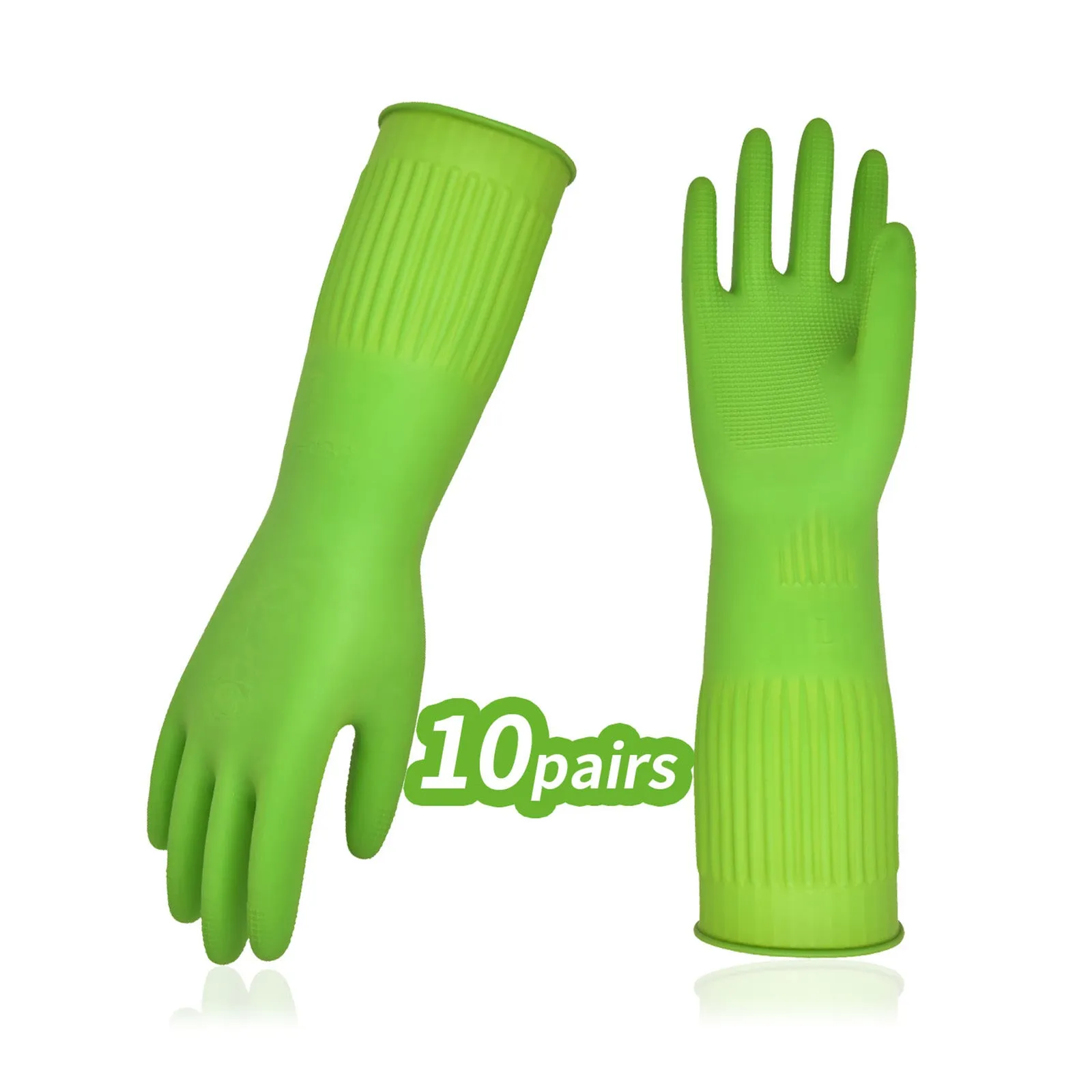 VGO 3/10 Pairs Dishwashing Gloves, Reusable Household Gloves, Kitchen Gloves, Long Sleeve, Thick Latex, Cleaning, Washing, Working, Painting, Gardening, Pet Care (RB2143)