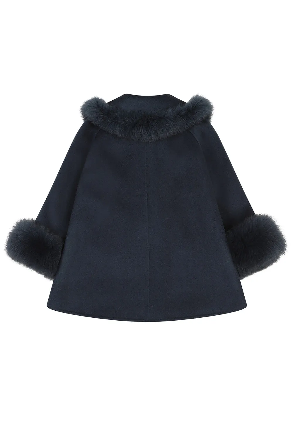 'Victoria' Cashmere coat with pom-poms - Navy