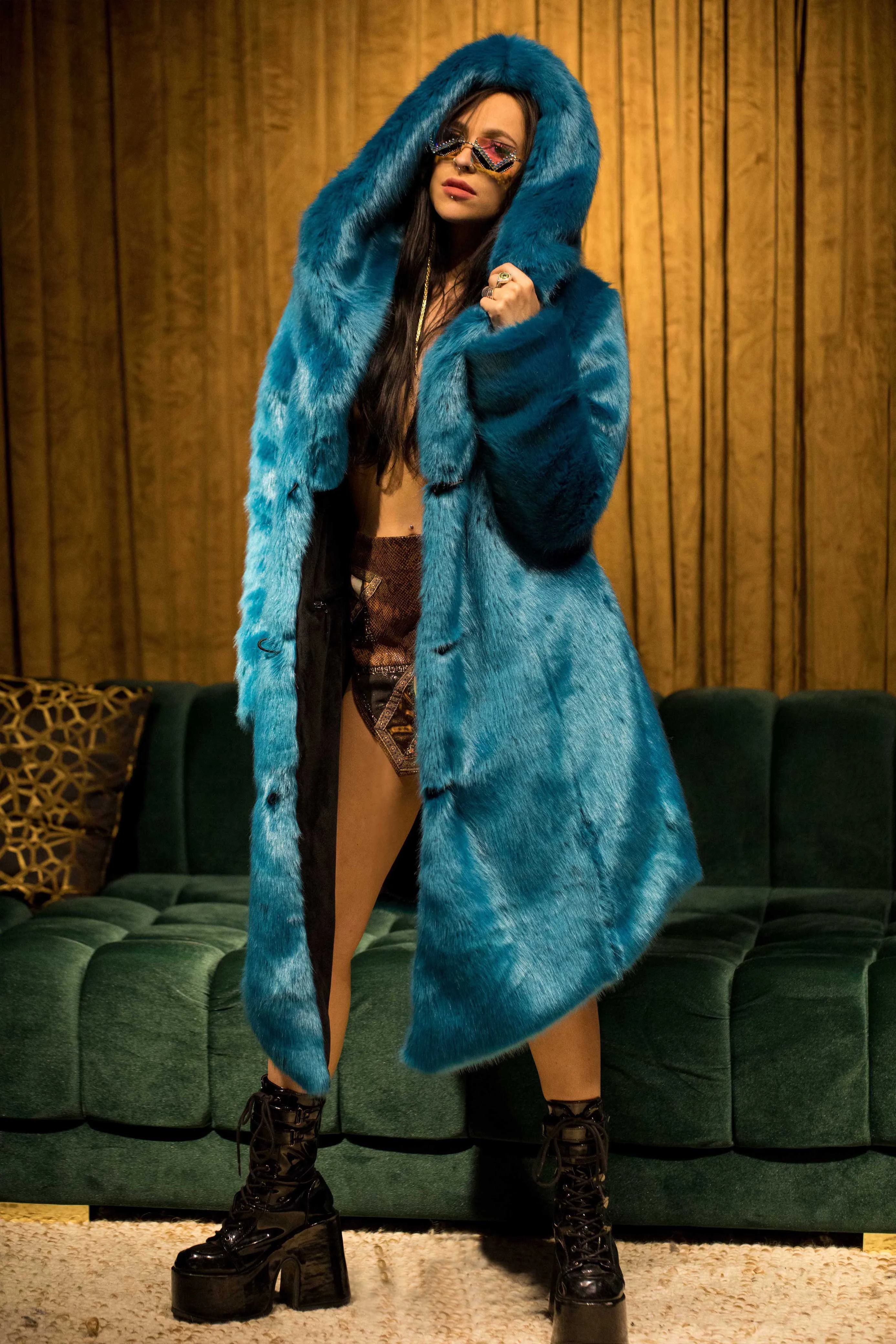 Women's Desert Warrior Coat in "Cookie Monster" Chinchilla