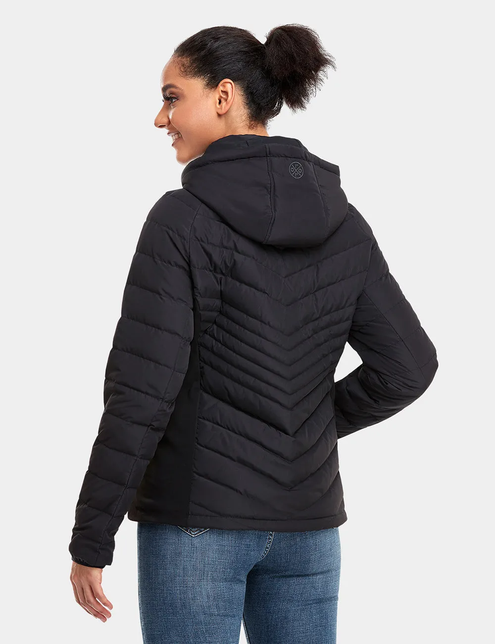 Women's Heated Down Jacket - White/Black