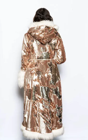 Women's LED Sequin Temptress Coat in "Rose Gold"