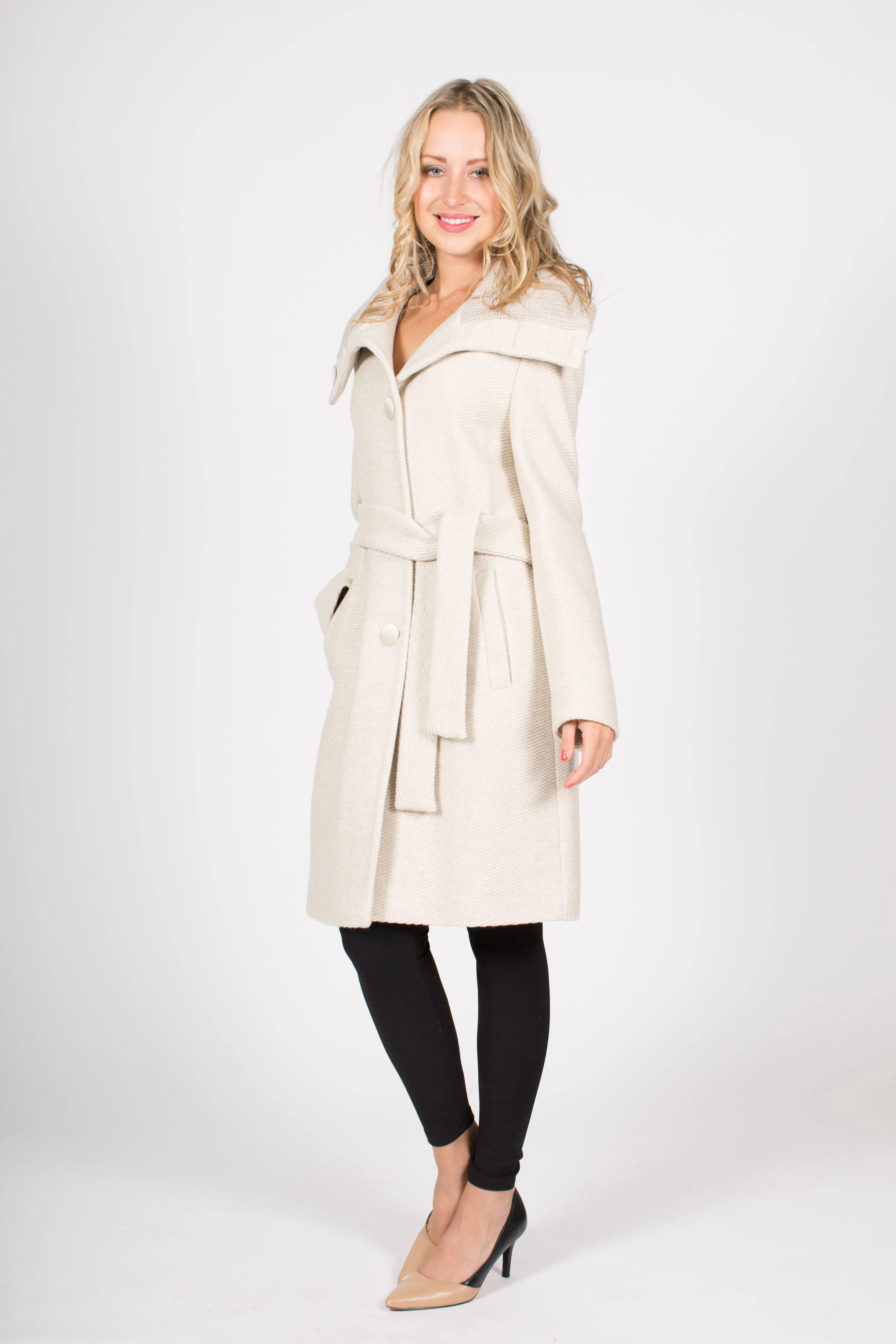 Wool Blend Coat with Belt