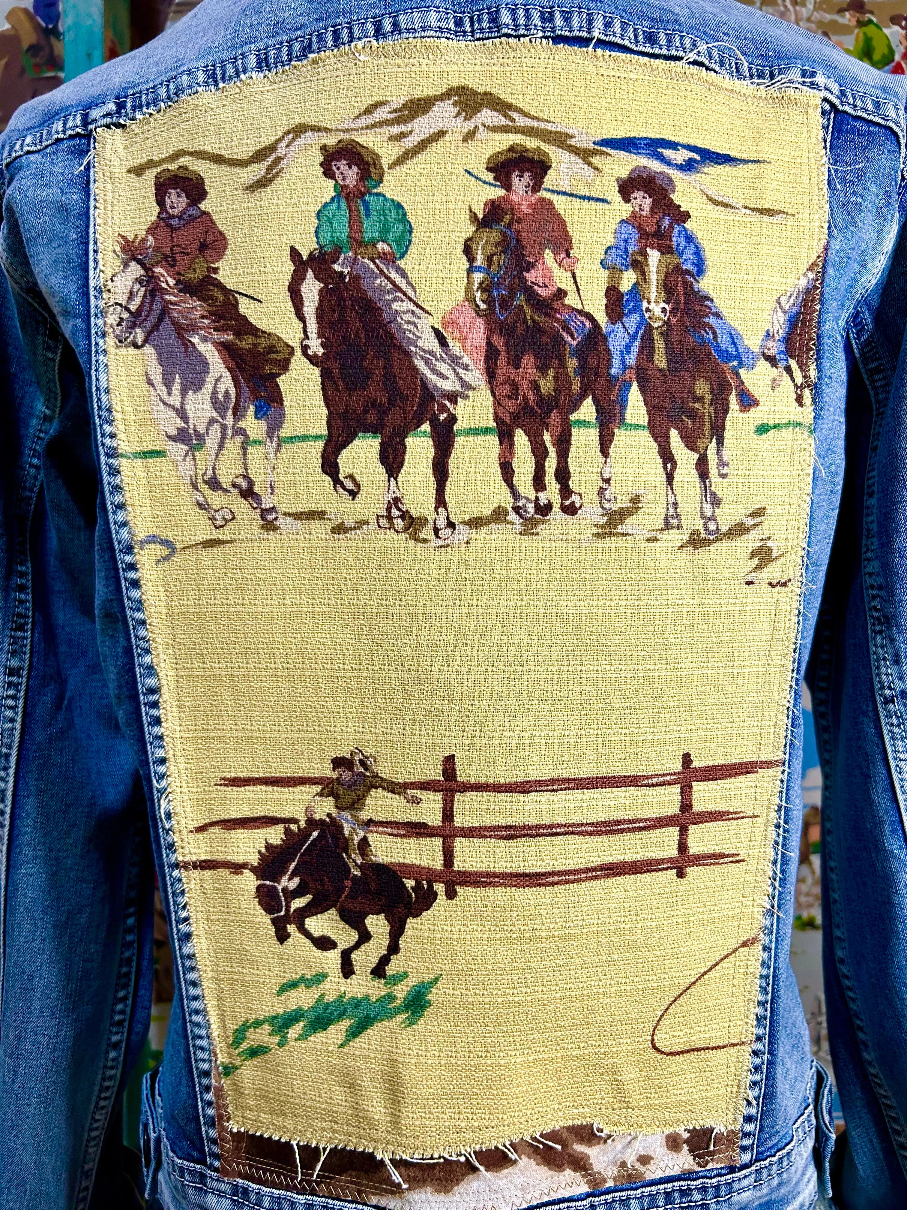 Yellow Bark Cloth Roundup Cowgirls