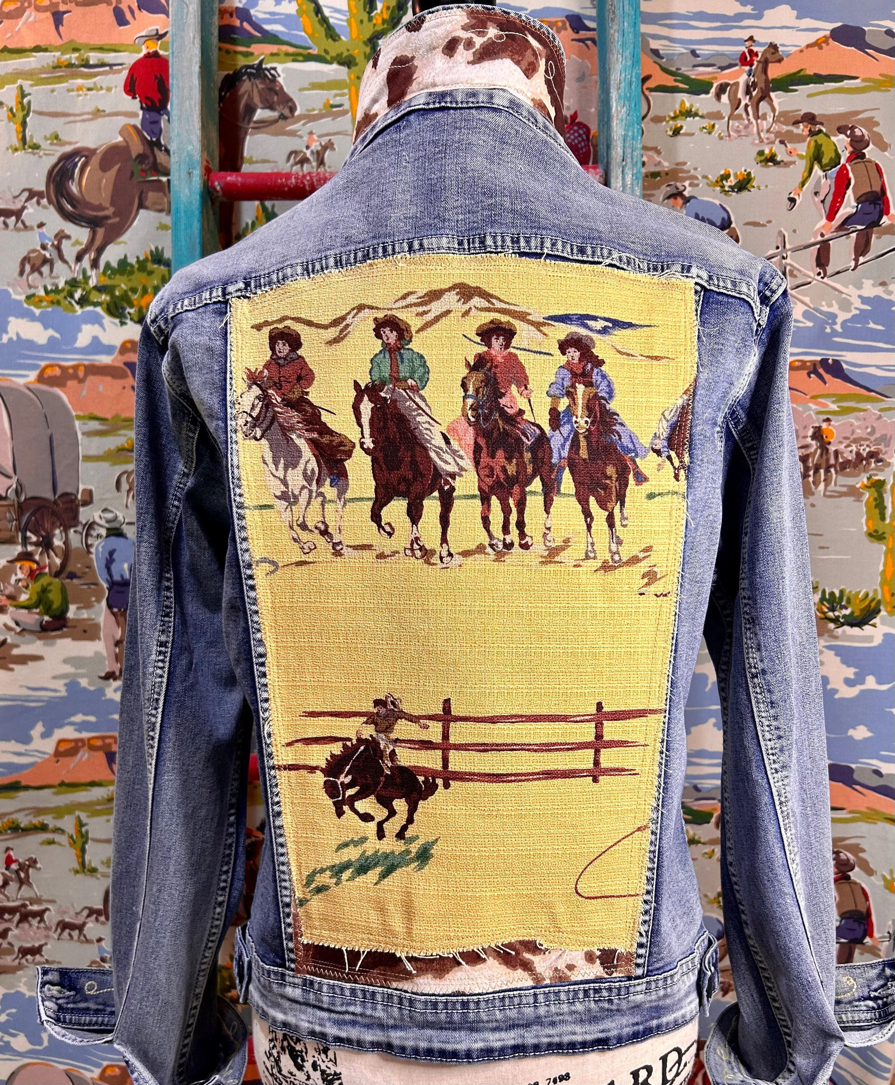 Yellow Bark Cloth Roundup Cowgirls